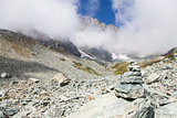 Path sign on Italian Alps