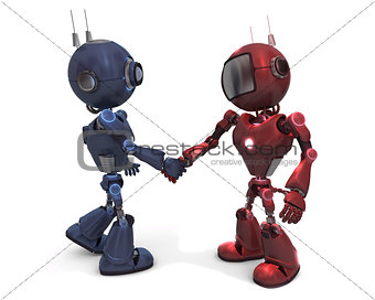 androids shaking hands