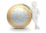 White man standing near big size euro coin