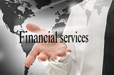 Business man presenting sign Financial services