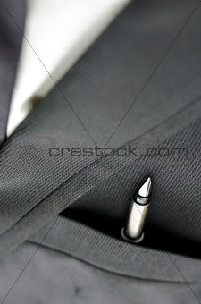 Ink pen in business suit pocket