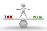 "tax" and "income" on balance scale 