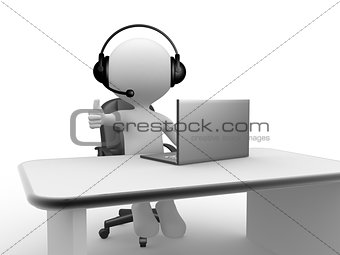 Headphones with Microphone and laptop. 