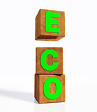 eco word composed by three vertical cubes
