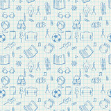 Seamless school pattern on math paper, vector Eps10 image.