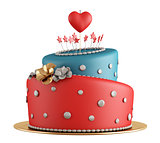 Red and blue birthday cake 