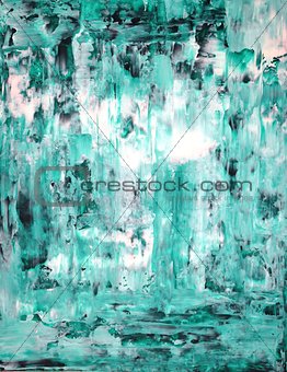 Turquoise and White Abstract Art Painting