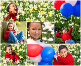 Montage Happy Mixed Race African American Girl