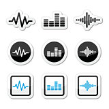 Soundwave music vector icons set