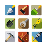 construction tools. set of vector icons