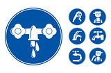 Blue Faucet / Tap Icons Set