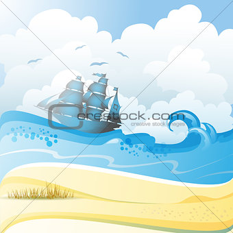 Ship on the sea