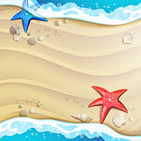 Summer beach with starfish