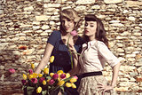 fashion models with flowers 