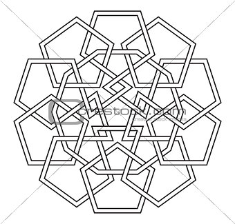 Vector Celtic knot  made of Pentagons