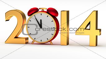 year 2014 with clock