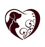 Cat dog love heart logo