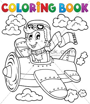 Coloring book airplane theme 1