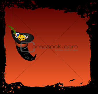 Halloween vector background with magic witch hat