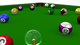 8 Ball Pool 3D Game in Playing on Green Table