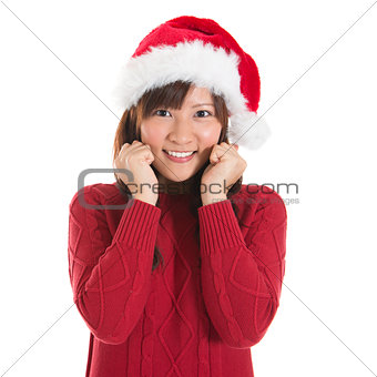 Happy Asian Christmas woman