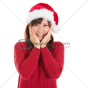 Joyful Asian Christmas woman