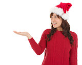 Christmas girl showing empty palm