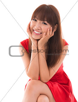 Portrait of cute Asian woman smiling