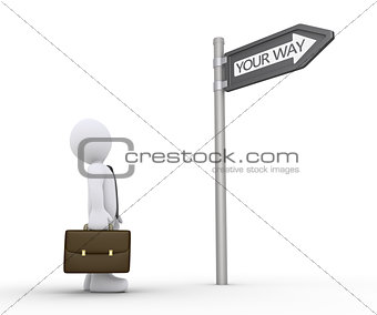 Businessman is searching for the right way