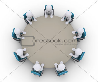 Businessmen are in a meeting around a table