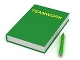Green book on teamwork and a green pen