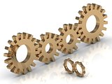 Connecting the four gold and two small gears