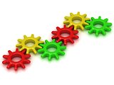 Set of colored cogs