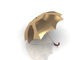 golden umbrella with wooden handle 