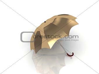 golden umbrella with wooden handle 