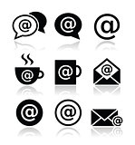 Email, internet cafe, wifi vector icons set