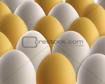 set of golden and white eggs
