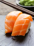 sushi with salmon - traditional Japanese food