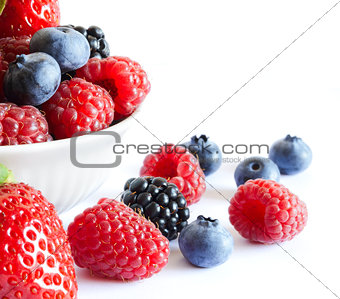 Big Pile of Fresh Berries on the White
