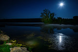 Moon over lake