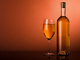 White wine on a brown background