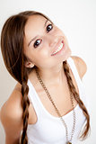 smiling girl with braids