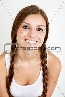 smiling girl with braids