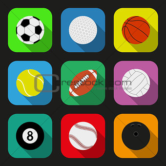 Sport balls flat icons set. EPS10 vector illustration.