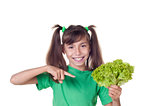 Little girl with lettuce