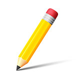 Yellow pencil with eraser vector icon