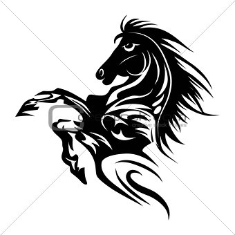Horse tattoo symbol for design isolated on white emblem or logo template.