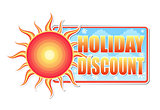 summer holiday discount in label with sun