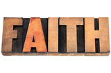 faith word in wood type