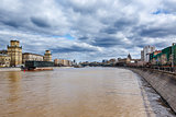 Moscow River Embankment and Khamovniki Cityscape, Moscow, Russia